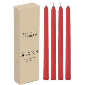 Red Taper Candles 10 inch Dripless Set of 4 Dripless Taper Candle Sticks Tall... - Picture 1 of 4