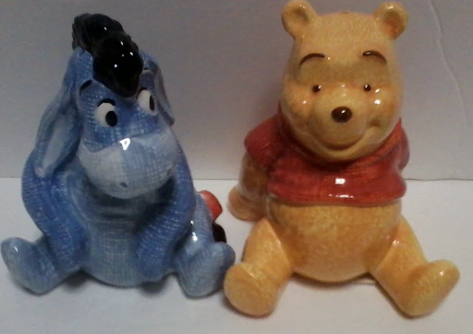 Simply Pooh Eeyore Disney Ceramic Salt And Pepper Shakers Ceramic 3.5 in Tall - Image 1 of 4