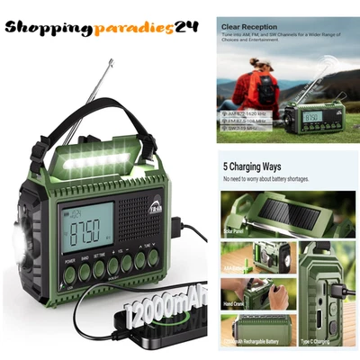 12000mAh Powerbank | Notfallradio AM/FM/SW | Dynamo SOS-Alarm - Bild 1 von 4