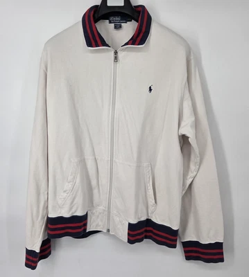 VINTAGE Polo Ralph Lauren Track Jacket Men's XXL 2XL White with Blue Red Trim - Image 1 of 4