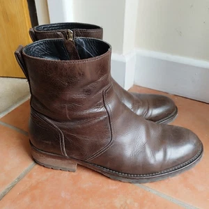 Belstaff Brown Leather Ankle Zip Up Boots Chelsea Italy Men's EU41 UK7.5 - Picture 1 of 8