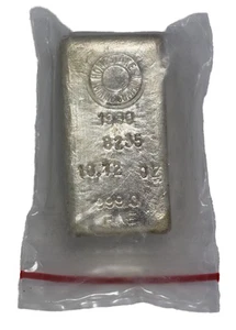 1980 Homestake Mining Company 10,72 oz .999 Silber Odd Weight Bar versiegelt - Bild 1 von 3