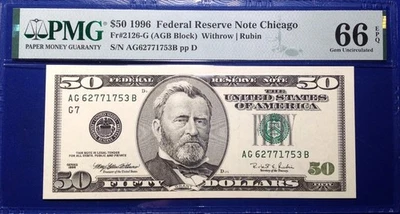 1996 $50 Federal Reserve Note Fr-2126-G Chicago PMG66 Gem EPQ - Image 1 of 2