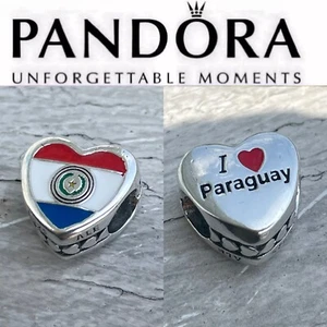 Rare Pandora Paraguay 🇵🇾 Country Flag Heart Charm Exclusive - Picture 1 of 5