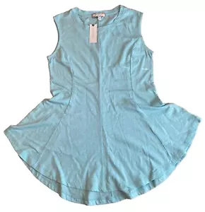 Camiseta sin mangas Anthropologie Eri & Ali Teal Sky Peplum Flarefit talla pequeña nueva - Imagen 1 de 5