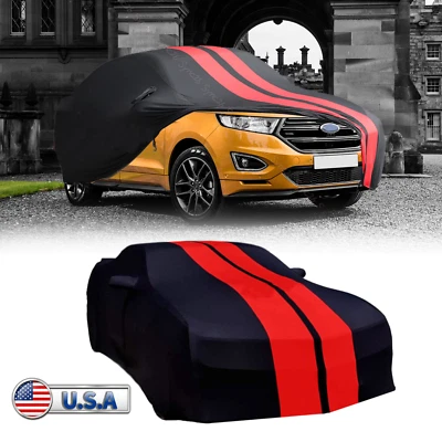 For Ford  Edge Expedition Satin Stretch Indoor Car Cover Stretch Black/Red - Image 1 of 4