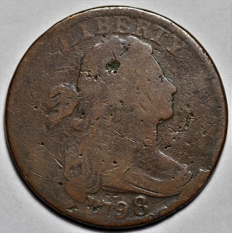 1798 Draped Bust Large Cent - 1st Hair Style - US 1c Copper Penny Coin - L37 Cover