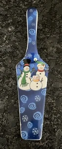 Vintage China Ceramic Pie Cake Dessert Server 10 1/2” Winter Snowman Snow Scene - Picture 1 of 4