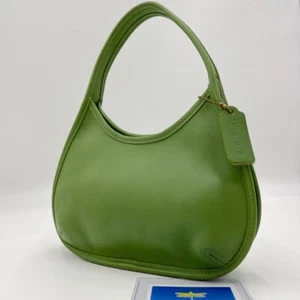 Vintage COACH 9027 One Shoulder Ergo Zip Hand Bag Used Green Rare color Good - Picture 1 of 14