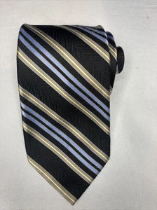 Chaps Men’s 100% Silk Neck Tie Blue Gold striped - Picture 1 of 5