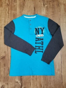 CANYON RIVER BLUES T- Shirt Youth Boy L 14/16 Aqua Gray Henley L/S NY ATHL - Picture 1 of 12