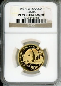 1987-P 50Y PROOF GOLD 1/2 Oz. Chinese PANDA NGC PR69 PF69 CHINA G50Y 50 Yuan - Picture 1 of 2