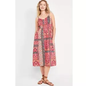Antiguo Vestido Midi Cami Floral Azul Marino Rosa Talla XXL Cintura Definida Calado - Imagen 1 de 10