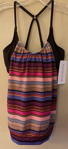 ATHLETA CAPRI STRIPE BLOUSY TANKINI TOP SIZE 32D/DD NEW WITH TAGS - Picture 1 of 9
