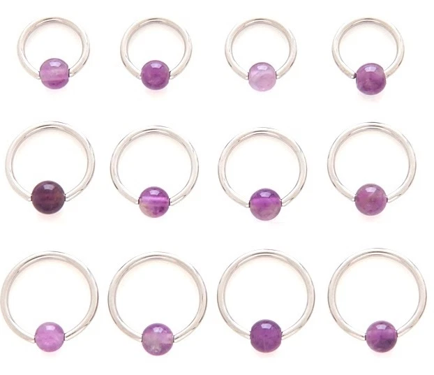 Nuevo anillo de cuentas cautivas de amatista BCR de acero quirúrgico aro tabique tragus cartílago  Foto 1 de 1