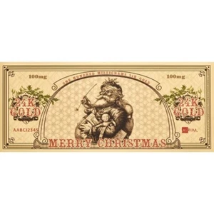 Merry Christmas Santa Bucks 100mg (0.1g) 24k Gold Foil Note by AURUM - Picture 1 of 2