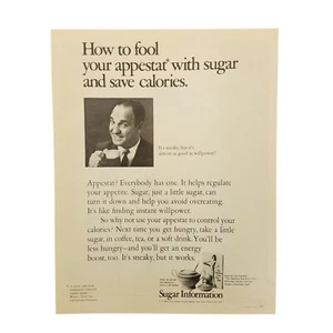 1969 Sugar Information Vintage Print Ad How To Fool Your Appestat - Bild 1 von 2