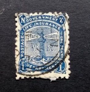 🦋 NEW ZEALAND -1891/97 - LIFE INSURANCE - HINGED USED - LETTERS V & R - 1P. - Picture 1 of 1