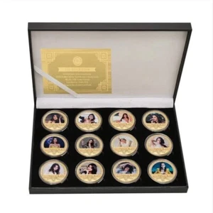 x12 Selena Gomez American Singer Actress Gold Plated Coins Set With Display Box - Picture 1 of 5