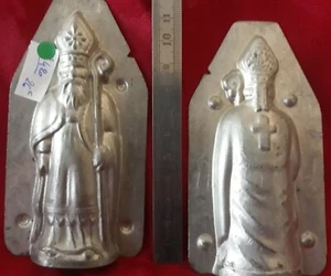 Nr. 420 - ALTE SCHOKOLADENFORM - 2 TEILIG - NIKOLAUS - METALL 11 cm SELTEN - FORM - Bild 1 von 2