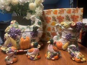 Fitz & Floyd Omnibus Harvest Bounty Cornucopia collection set Circa 1995 - Picture 1 of 12