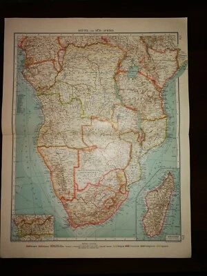 DOUBLE-PAGE MAP-CENTRAL /SOUTH  AFRICA, 178-179 , ANDREE GREAT WORLD ATLAS- 1914 - Image 1 of 2