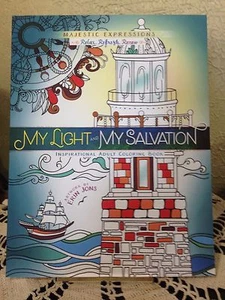 My Light & My Salvation ADULT Inspirational RELIGIOUS COLORING BOOK NEW Pristine - Foto 1 di 3