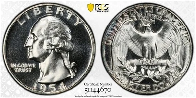 1954-P George Washington Silver Quarter Proof 25C PCGS PR67 / HARD TO FIND /UNC - Image 1 of 4