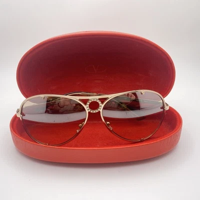 RARE SUNGLASSES VALENTINO 5301/S VINTAGE 90s FASHION ITALY GOLD CRYSTAL AVIATOR Foto 1 de 4