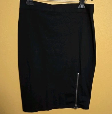 Falda mediana gris tallada con volantes cremallera negra para mujer oficina de negocios coqueta midi  Foto 1 de 4