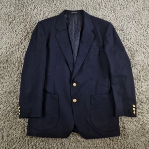 DAKS Blazer Mens 44 Regular Navy Blue Wool Gold Buttons Jacket Squadron - Picture 1 of 13