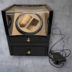 2 Watch Winder, Stores 4 Watch Silent Rotating Display Glossy Black - Read - Picture 1 of 9