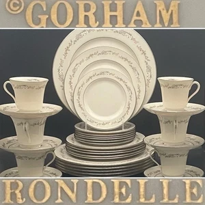 Gorham Platinum Banded Rondelle 31-teiliges Geschirr für 6+ 1980-1984 Made in USA - Bild 1 von 24