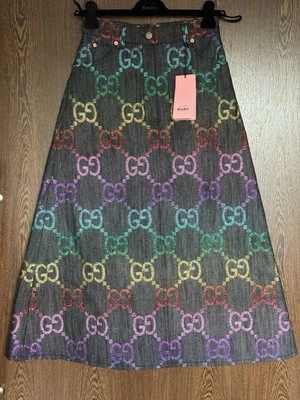 GUCCI 739177 GARDEN GG Logo Arco Iris Lurex/Falda Vaqueros Talla: XS IT 38 NUEVO Foto 1 de 4