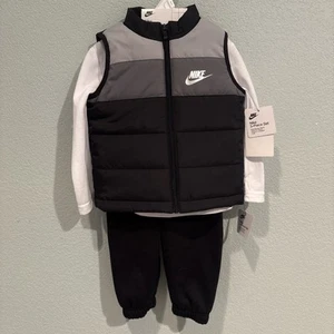 Nike Toddler Boy 3 Piece Set Vest, Long Sleeve Shirt, Joggers Size 2T NWT - Picture 1 of 9