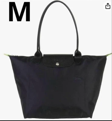 LONGCHAMP Le Pliage Bolso de Mano Bolso de Hombro Mediano Negro/Negro Mango OUTLET Nuevo Foto 1 de 4