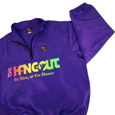 Surf Style Vtg Windbreaker Jacket Mens XL Iridescent Be Nice Or Go Home Hangout - Image 1 of 4