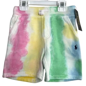 NWT! Polo Ralph Lauren Toddler 3T Colorful Tie Dye Drawstring Fleece Shorts - Picture 1 of 5