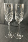 2 ROYAL DOULTON CRYSTAL TALL CUT GLASS FLUTE CHAMPAGNE CAVA PROSECCO WINE PARTY