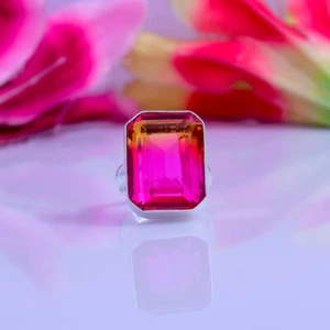 Elegant Multi Tourmaline Gemstone 925 Sterling Silver Handmade Ring All Size - Picture 1 of 5