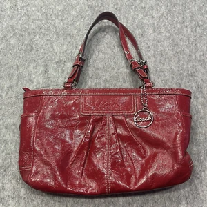 Coach Gallery Red Patent Leather Double Handle Zipper Closure Tote Bag - Picture 1 of 20
