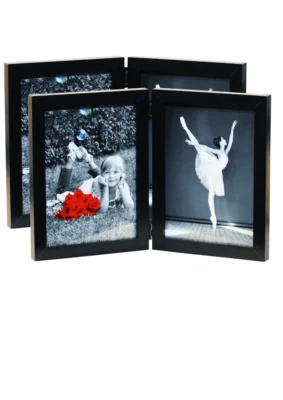 Tasse Verre Folding Picture Frames - Hinged Wood w/ Glass Front - Photo Bifold - Image 1 of 4