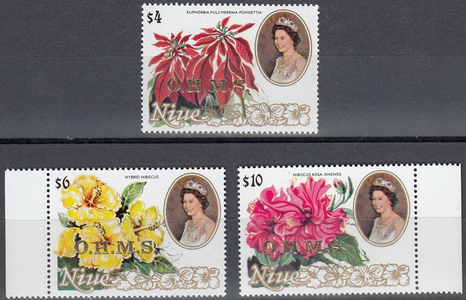 NIUE 1981 $4, $6 & $10 Flower Definitives, Official (O.M.H.S. O/P) MNH - Image 1 of 1