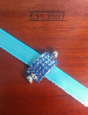 JOYERÍA PIERCING CUERPO OMBLIGO BARRA PLATA CRISTAL AZUL Foto 1 de 4