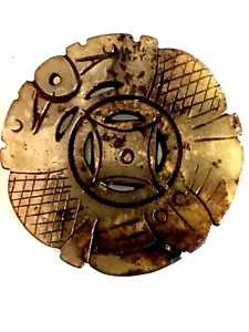 Adorno redondo de jade nefrita china - símbolo tallado a mano de prosperidad y suerte - Imagen 1 de 5