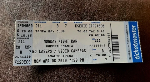 WWE Monday Night RAW ticket stub 2020 Wrestlemania 36 | Pandemic Cancelled Cover