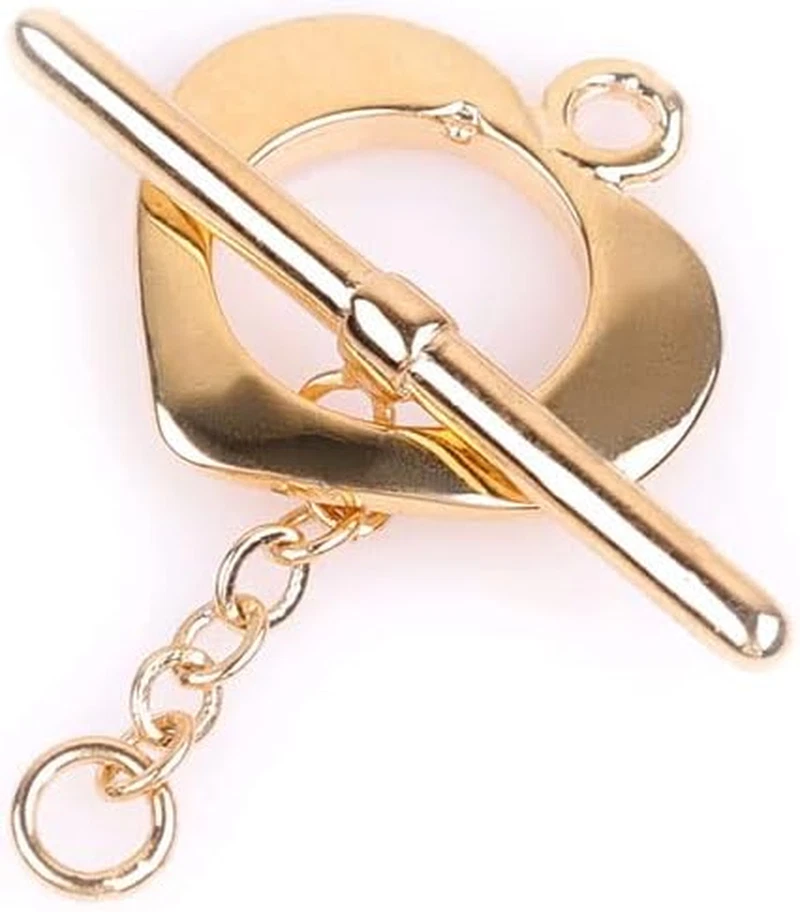 14K Yellow Gold Filled Toggle Heart Clasp for DIY Jewelry Craft Making Necklace - Image 1 of 4