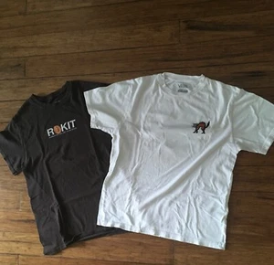 Set of 2 boys cotton t-shirts: white Vans & brown Rokit size 14 - Picture 1 of 4