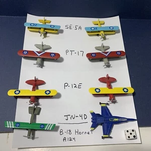 (8) Bi-Planes P-12E  JN-4D SE-5A PT-17  B-18 Hornet Cast Iron Vtg Airplane Lot - Picture 1 of 11