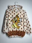 Tom & Jerry Hoodie Women’s Size Small Fleece Polka Dot Sweatshirt Beige Brown
